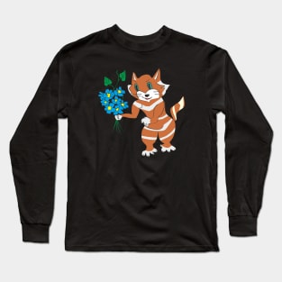 Cat with flowers Long Sleeve T-Shirt